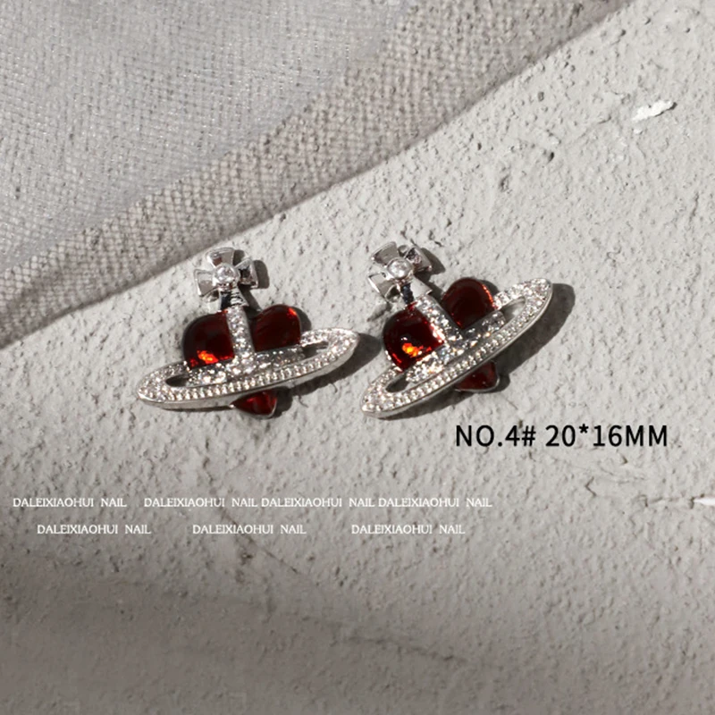 Nails Accessories Zircon Punk Saturn Heart Cross Shaped Nail Charm Decoration 3D Bling Nail Art Crystals Rhinestones