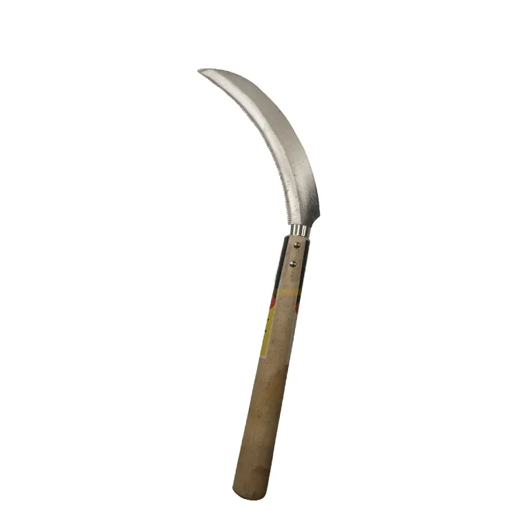 Carbon Steel Scythe Agriculture Grass Knives Farming Rice Sickle Wooden Handle Harvest Sickle