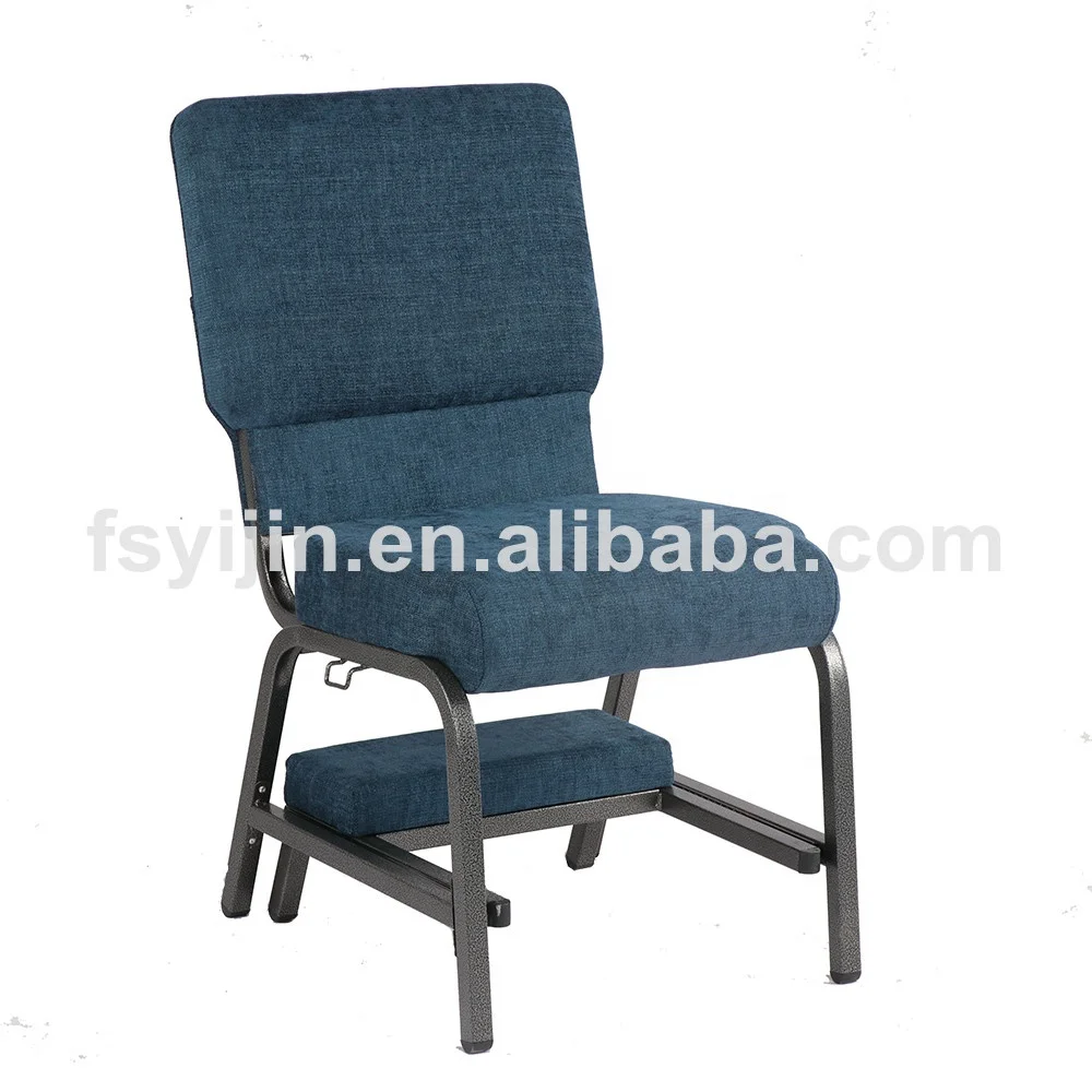 Navy blue high quality interlocking padded church chair with