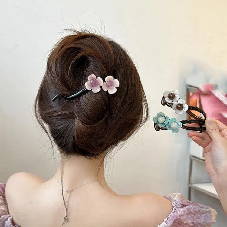 Elegant Women Flower Hair Claw Clip Hollow Banana Clip Hair Accessories Korea Twisted Clip