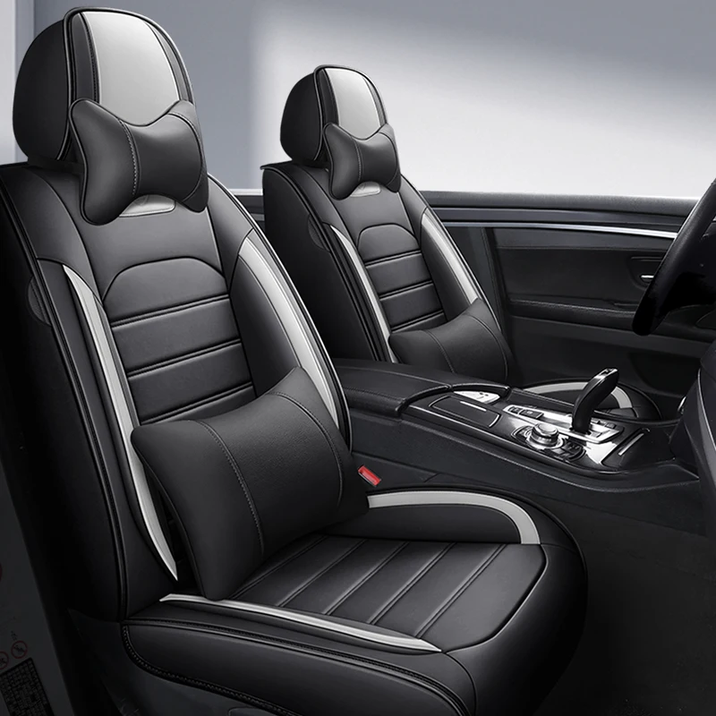 Full Coverage Faux Leather Car Seat Covers Universal Fit for Most Cars,Trucks,Sedans and SUVs with Waterproof Leatherette in