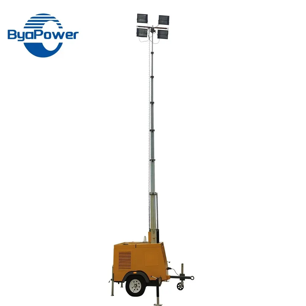 Factory Direct Sale Telescoping Rotating Solar Tower With Warning Light And Crane For Factory Lighting Solutions