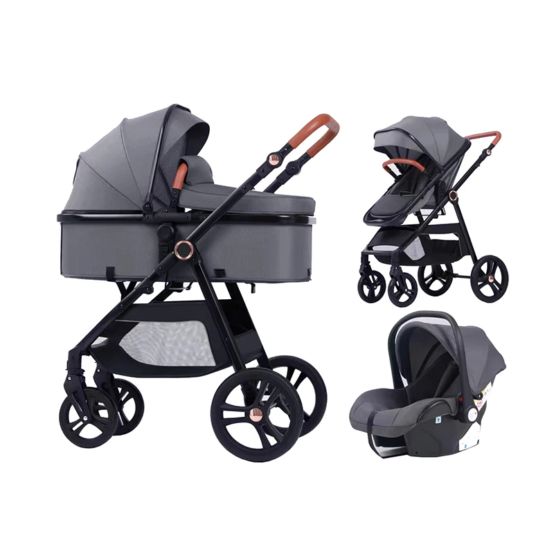 2023 new style Light weight Folding 4 wheels Baby Stroller 3 in 1 strollers for babies