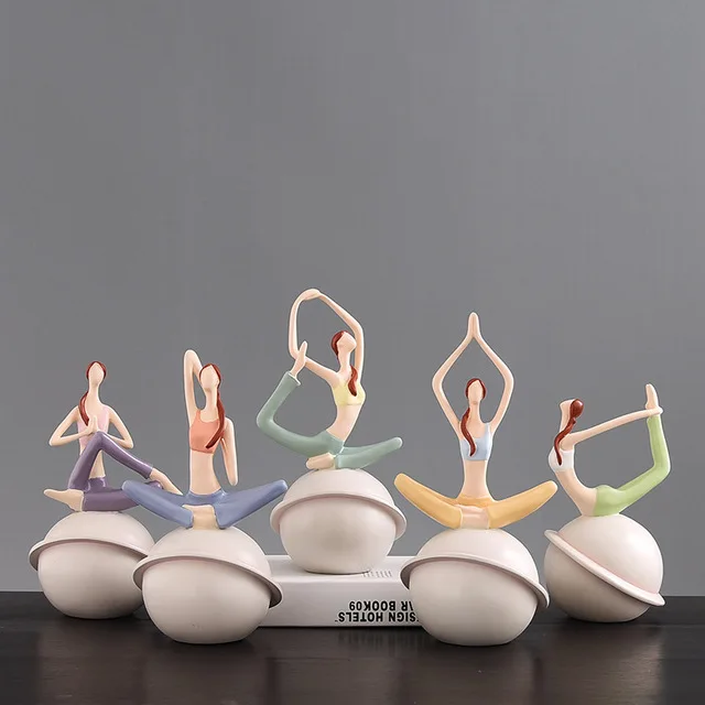 Creative Yoga Sculpture Home Decoration Ornament Resin Modern Art Craft For Wine Cabinet Decor