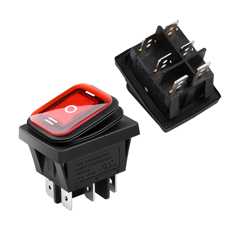 SJ3-2P переключатель с красным светодиодным светом 25A лодочный на квадратном водонепроницаемом качачном переключателе