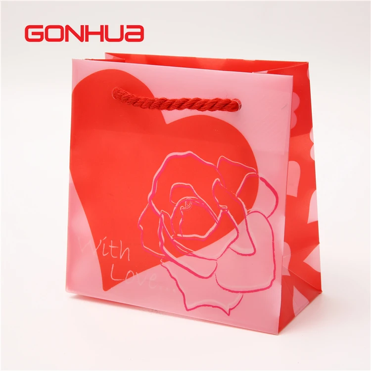 GONHUA wholesale custom logo bag printed shopping clothes PET PVC PP plastic paper takeaway bag with handle