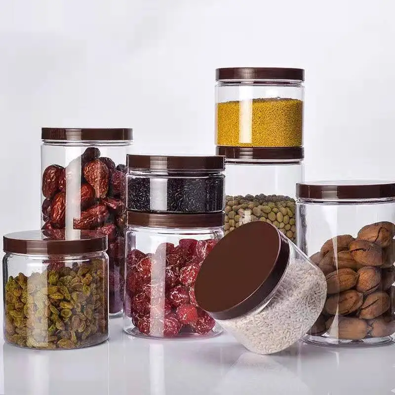 50ml 100ml 120ml storage clear round EOE jar food package container tea nut cookies PET plastic can dry herb plastic jars