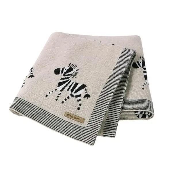 Wholesale cartoon animal baby blanket cotton newborn baby cable knit throw blanket