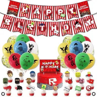 Amazon Горячая продажа Roblox игра тематическая вечеринка на день рождения украшение с днем баннер латексный шар блестками
