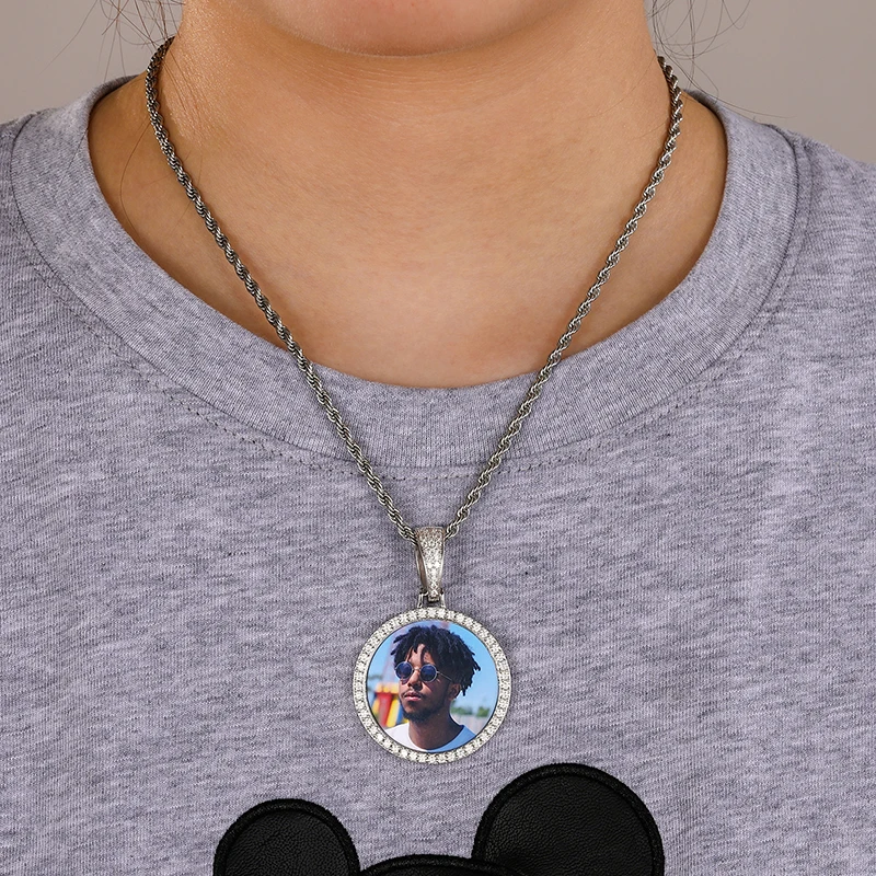 Moissanite Memory Pendant 925 Silver Custom Hip Hip Photo Pendant Iced Memory Moissanite Pass Diamond Test