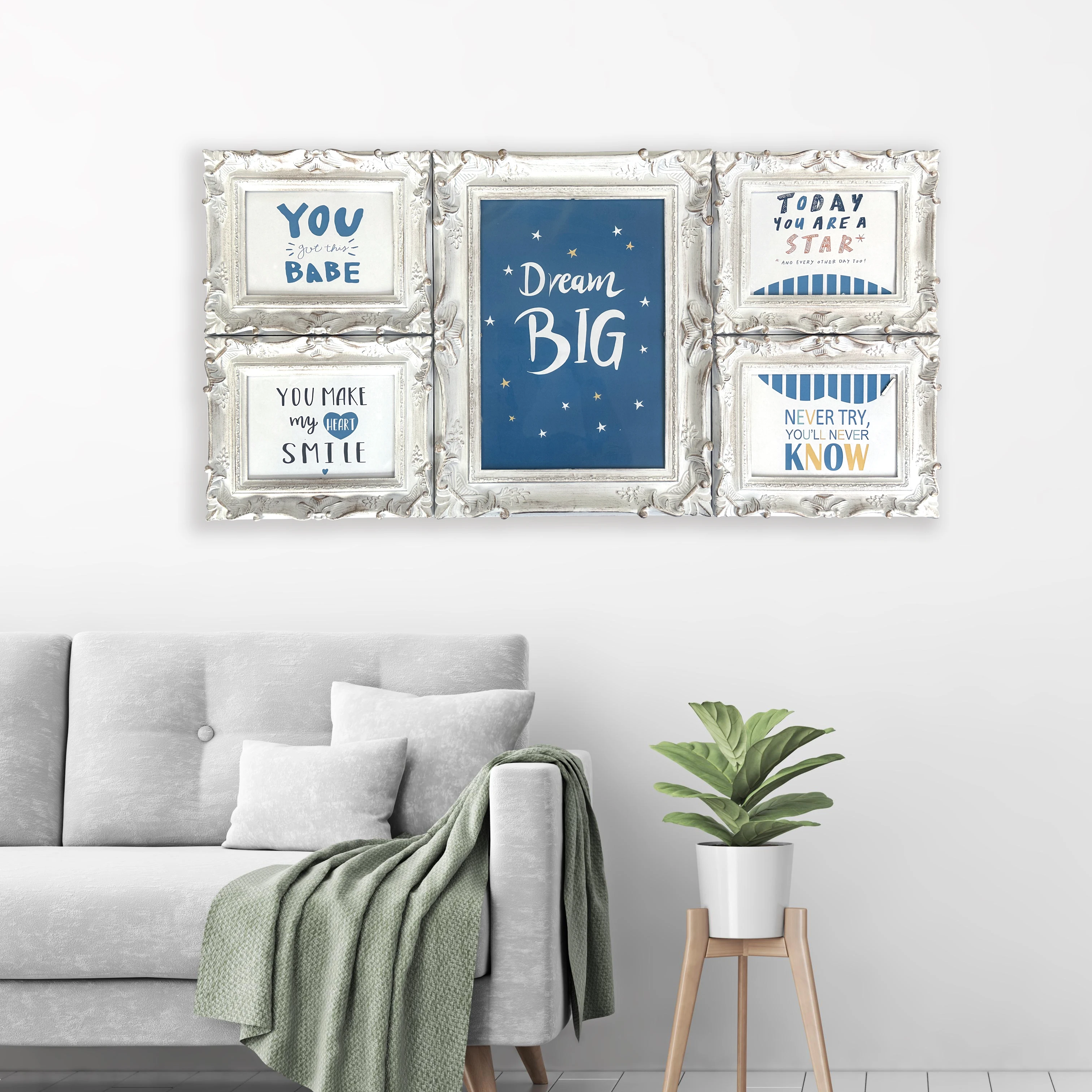 New Hot Sale Design plastic (pp) photo frame set-5  for wall decoration Picture Frame wholesale plastic frame