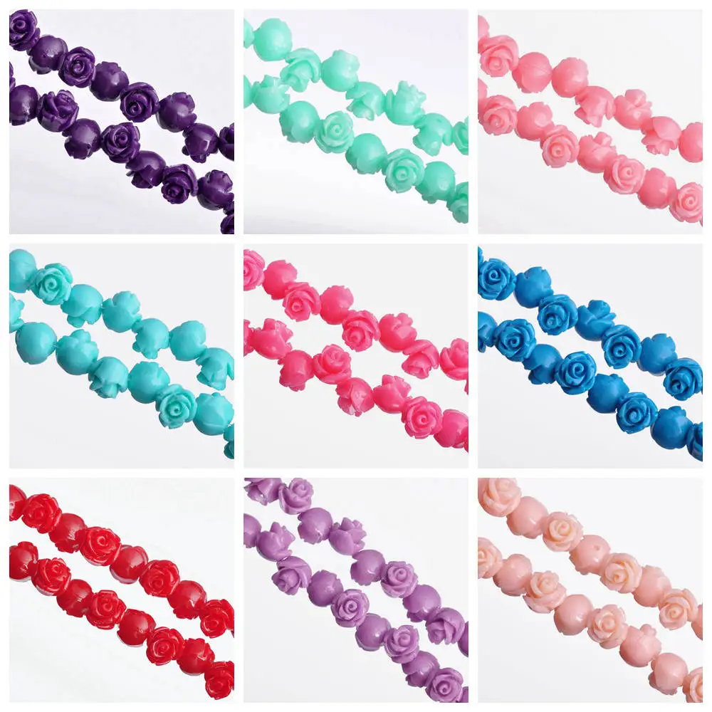 30pcs Flower Shape 8mm Artificial Coral Loose Spacer Beads Wholesale Lot for DIY Crafts Jewelry Making Findings