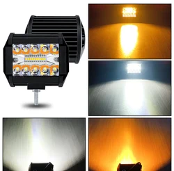 60w led work lamp dual color yellow/white flashing fog lights led bar 4 inch led offroad lights truck led lamp spotlight led 4x4