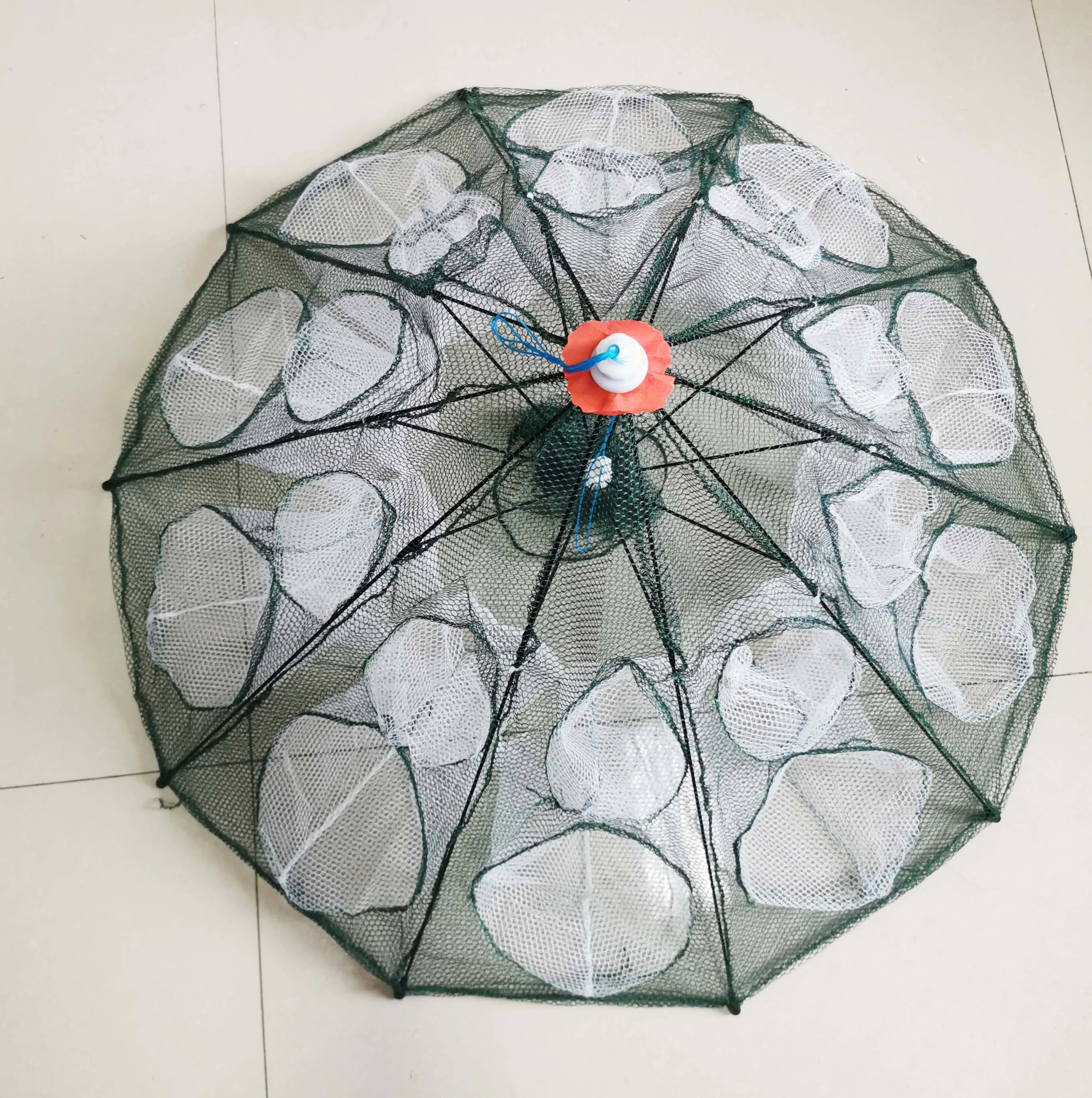 Folded Portable Hexagon 6 Hole Automatic Fishing Shrimp Trap