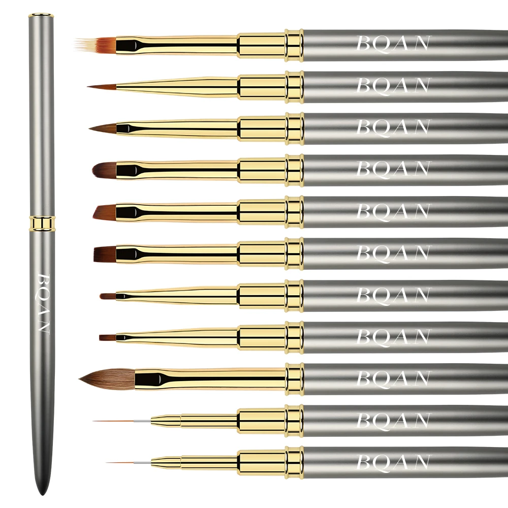 BQAN Black Pana Nail Brush Set Nail Liner Brush Custom logo Sable Kolinsky Hair Acrylic Brushes For Nails