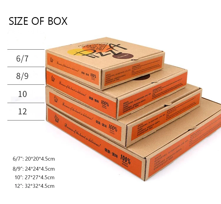 Eco-friendly Custom logo Various Size Corrugated packaging food box Paper Pizza Box