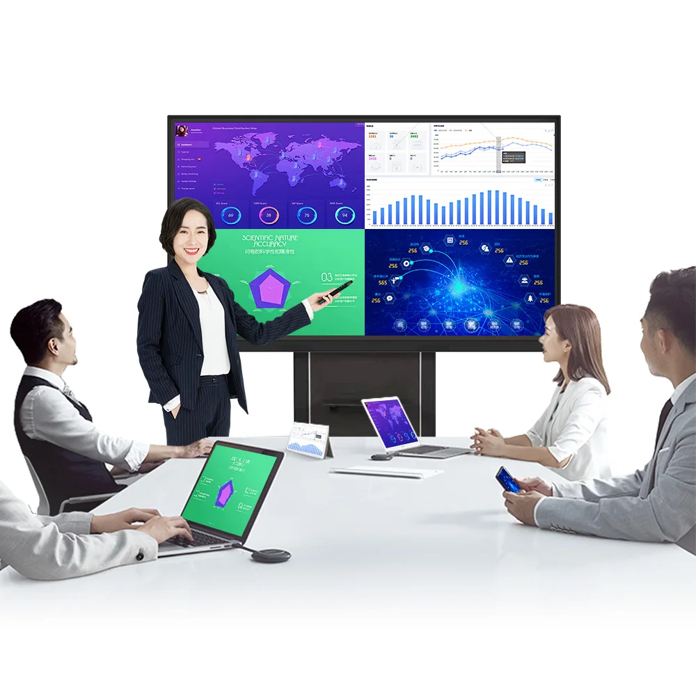 55 65 75 86 Inch Infrared Touch 4K Display Smart Whiteboard All In One Dual System Interactive Electronic Board