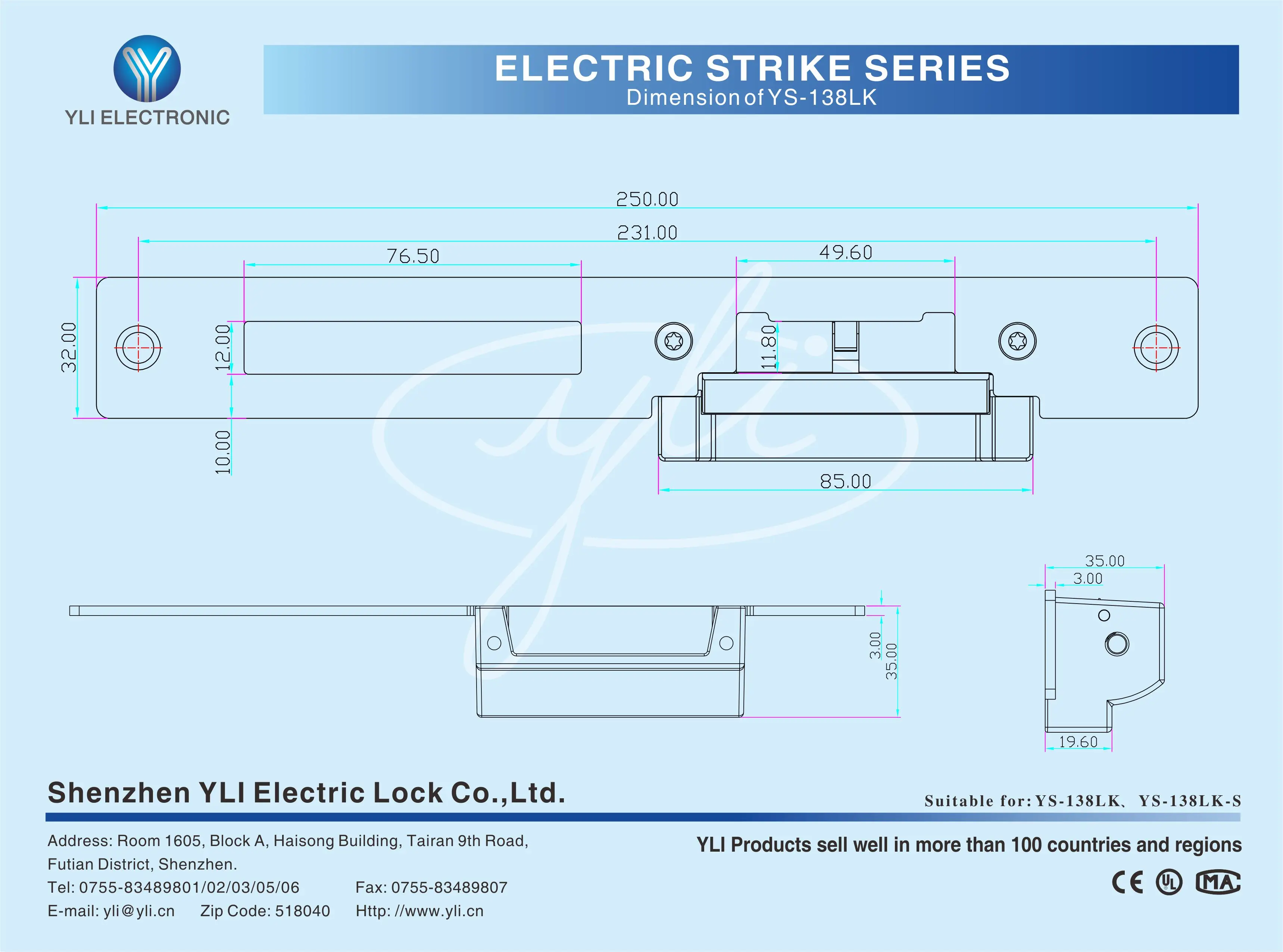 Длинная одежда; Одежда в европейском стиле Электромеханический Замок с сигнала YS-138LK-S
