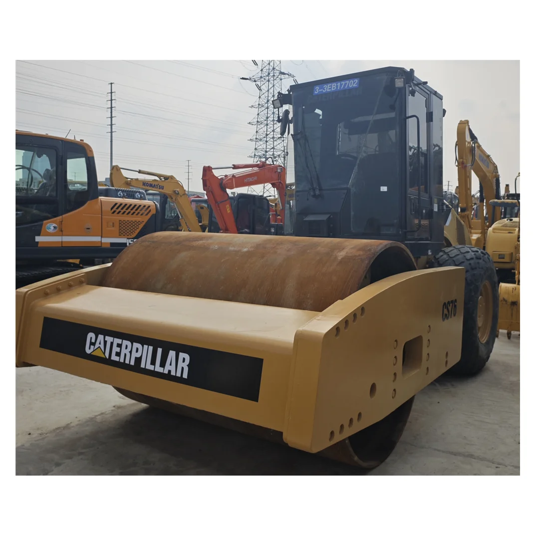 Used Caterpillar CS76 single drum vibratory compactor 17 ton road roller for sale original road machinery