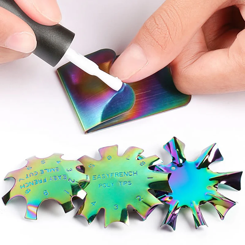 4 Designs Rainbow Easy French Smile Line Gel Cutter Plate Module Stainless Steel Nail Manicure Edge Trimmer French Tip Cutter