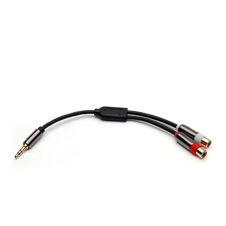 Aluminum Shell 3.5mm male to 2-Female RCA Stereo Audio for Home Theater