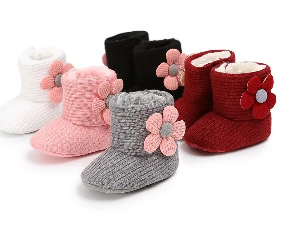 
2020 New Born Baby Soft Sole Flower Winter Boots 0-1 Years Toddler Shoes 