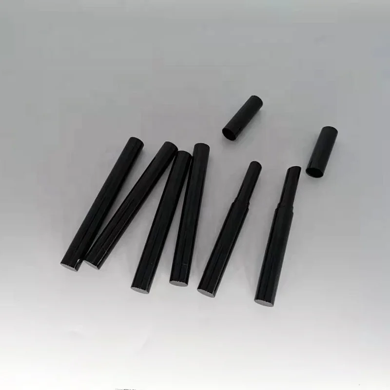 High quality slim lipstick tube round lip balm container cosmetic packaging black thin lipstick tube