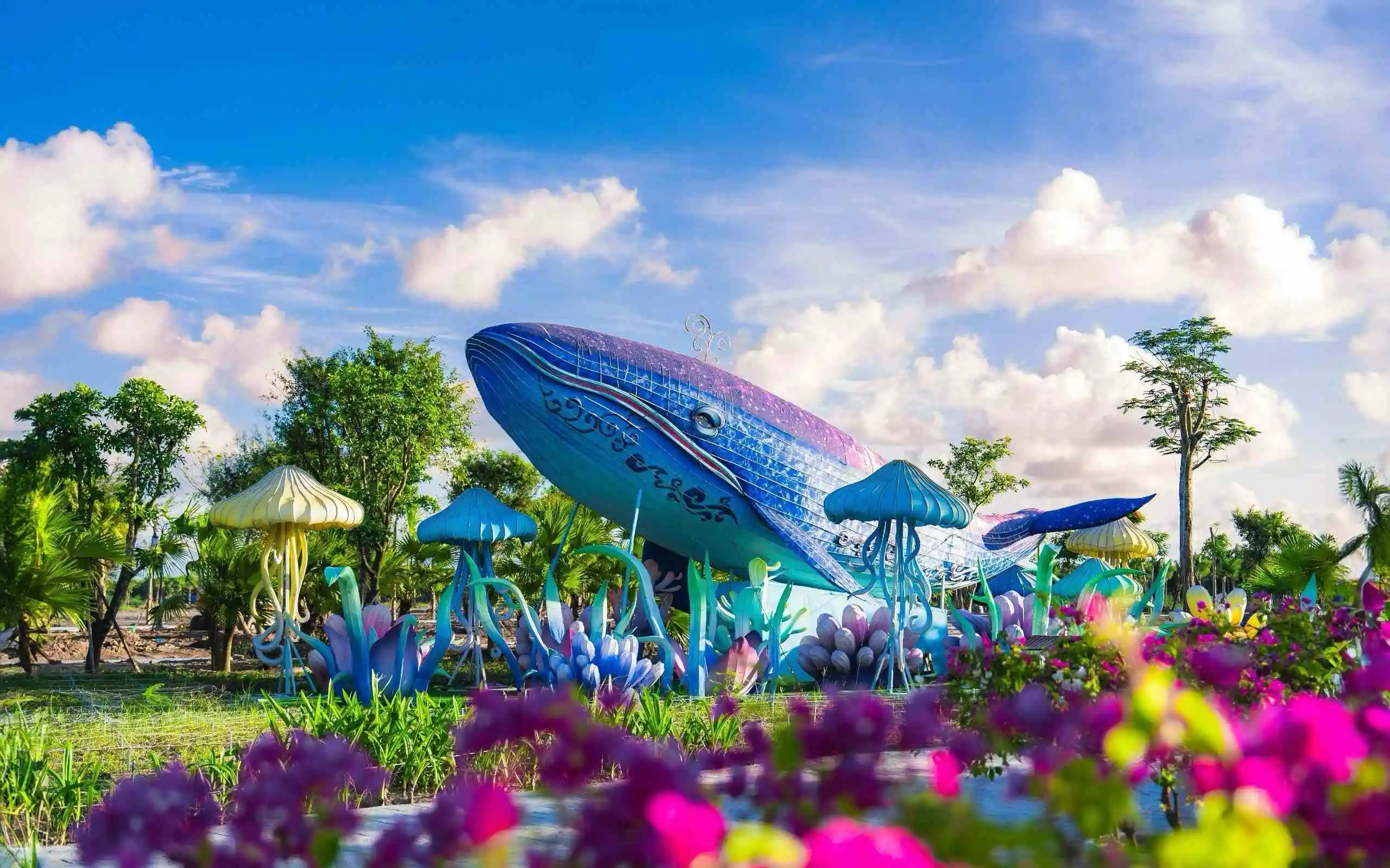 marine animal Festival Waterproof Silk Chinese Led for Flower Lantern Community Show Traditional Landscape Led