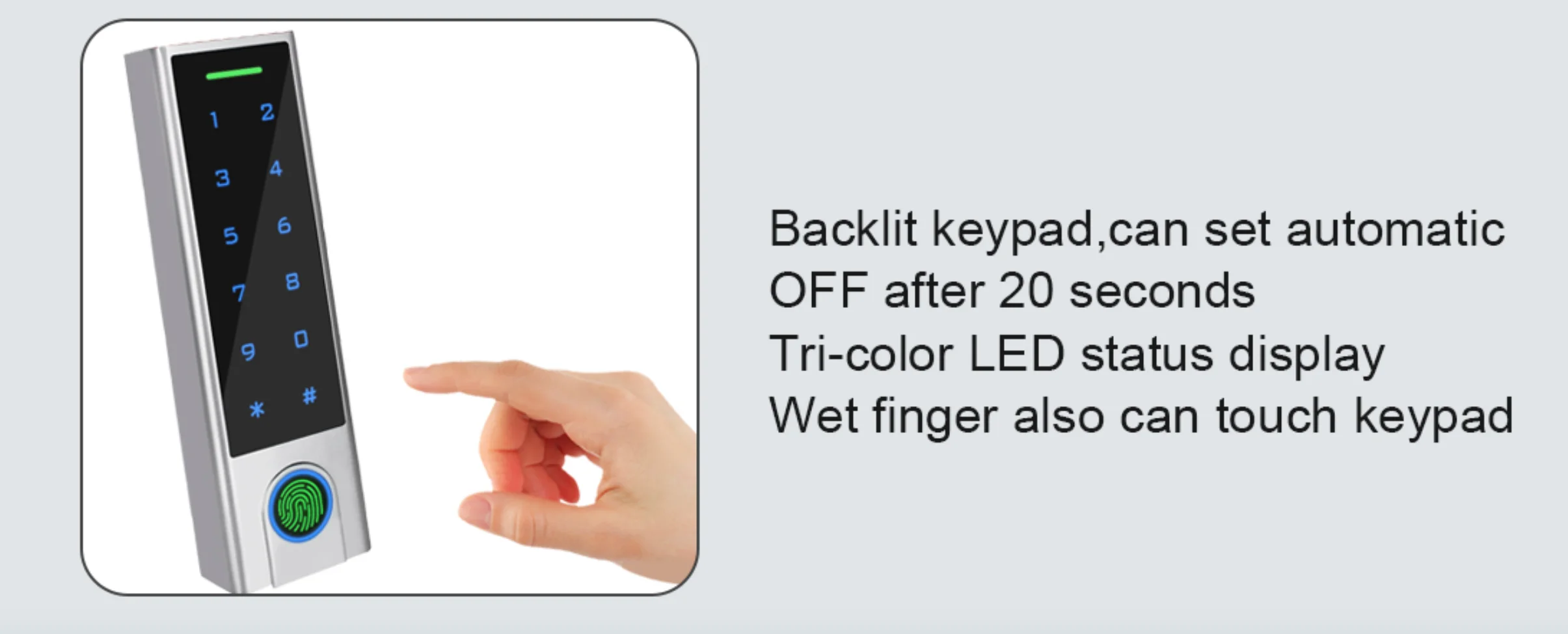 HF3 Fingerprint Metal Door Access Control With  Touch key and RFID Card Reader Functions