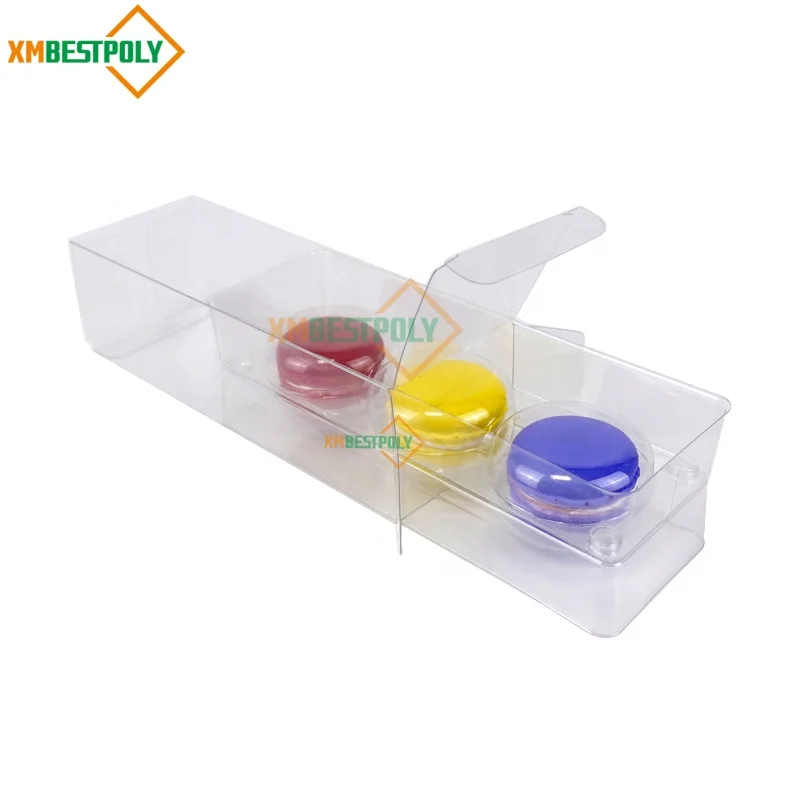 Wholesale 3 Packs Macaron Cookie Clear PET Plastic Packaging Box With Blister Insert