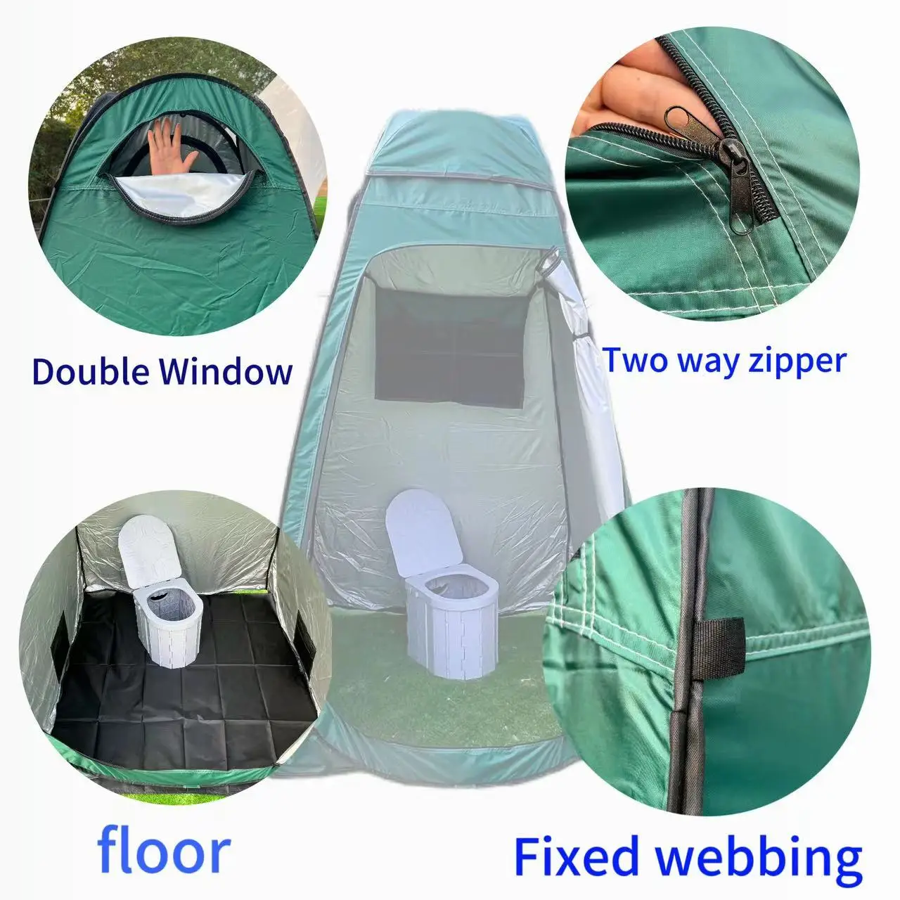 Factory Direct Outdoor Beach Shower Tent Quick Opening Changing Tent Emergency Light Portable Toilet 1 Person Capacity Camping