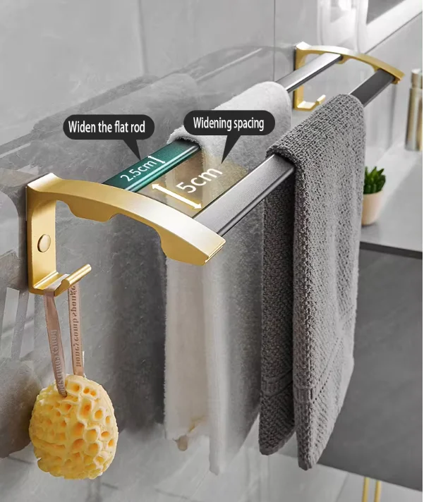 Aluminum Alloy Bathroom Accessories Towel Rack Towel Bar Double Pole Bathroom Towel Holder