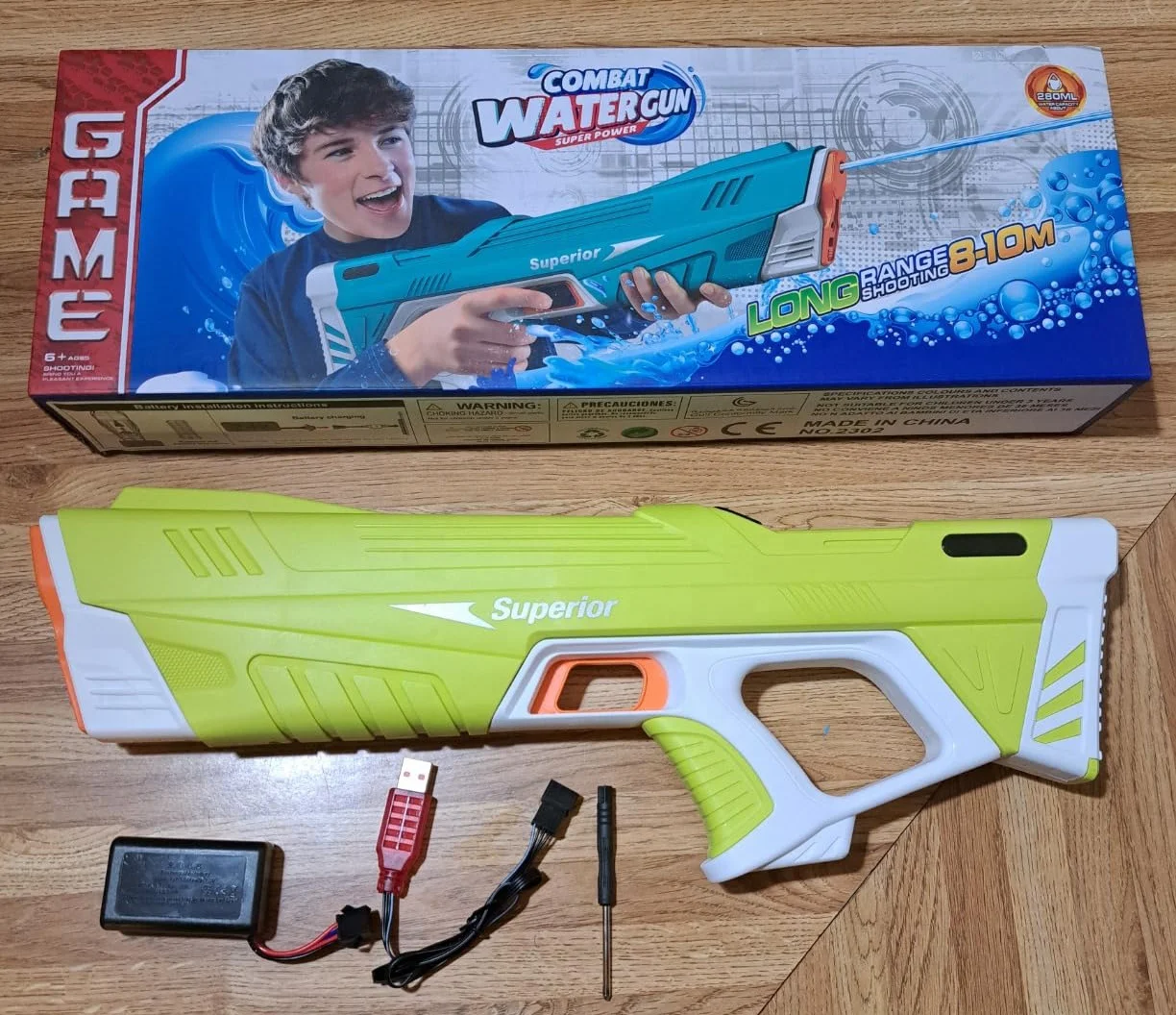 Rechargeable Electric Water Gun 280ml Capacity Kids Outdoor Shooting Fun Space Water Gun