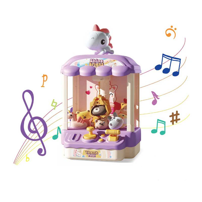 Electronic Unicorn Small Arcade Game with Light Music Small Dolls Mini Claw Machine Toys for Kids