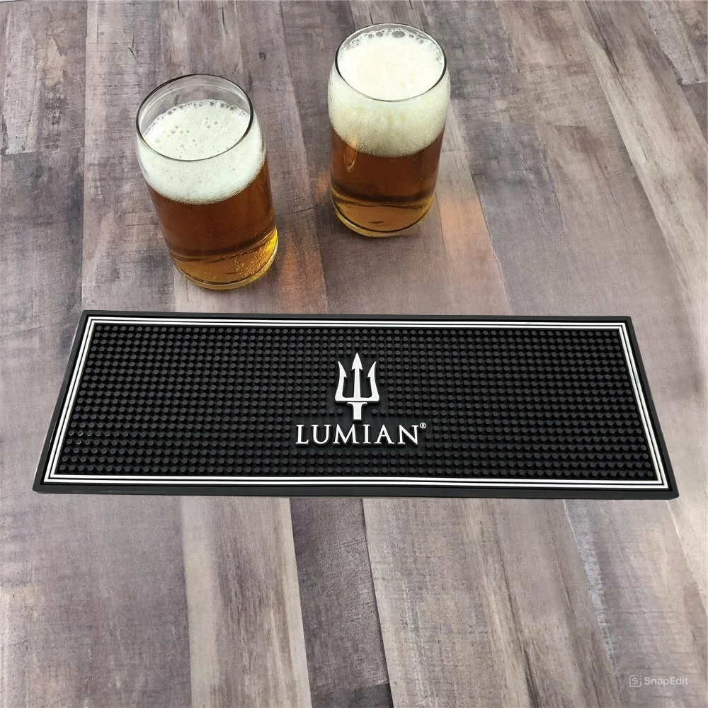 Anti-slip customize bar accessories soft rubber jagermeister bar spill mat for bar cafe