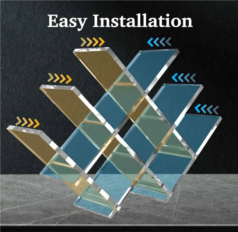 acrylic Acrylic Liquor Bottle Display LED Shelf - 2 Step Multicolor Lighted Bar Stand 16 inch