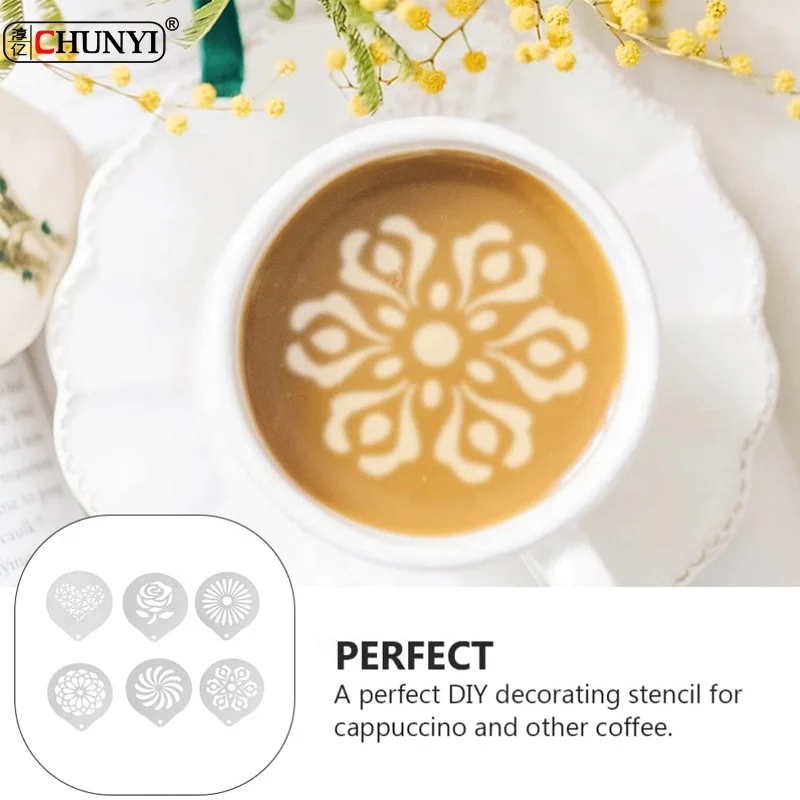 Custom Food grade stainless Steel 304 Barista Art Stencils Spray Cake Duster Templates Cake Coffee Decoration Mold