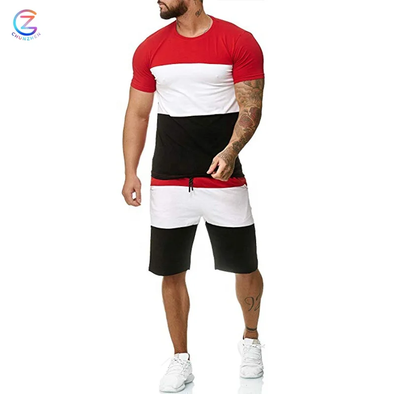 
OEM High Quality Cotton Mens T Shirt With Shorts 2 Two-piece Sets Men Tshirt Pants 