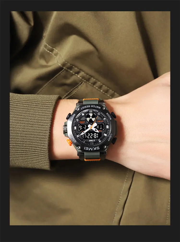 Skmei 2223 custom face  gents quartz watch stylish Silicone band double display Chronograph character business wrist watch