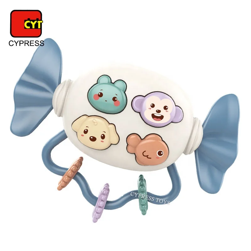 Plastic Cartoon Soft Silicone Baby Rattle Teether Toys With Music and Light
