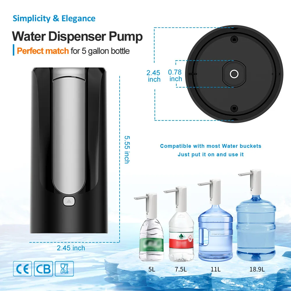 Pump Portable Home Use 19L Usb Electric Cold Gallon Battery Water Dispenser