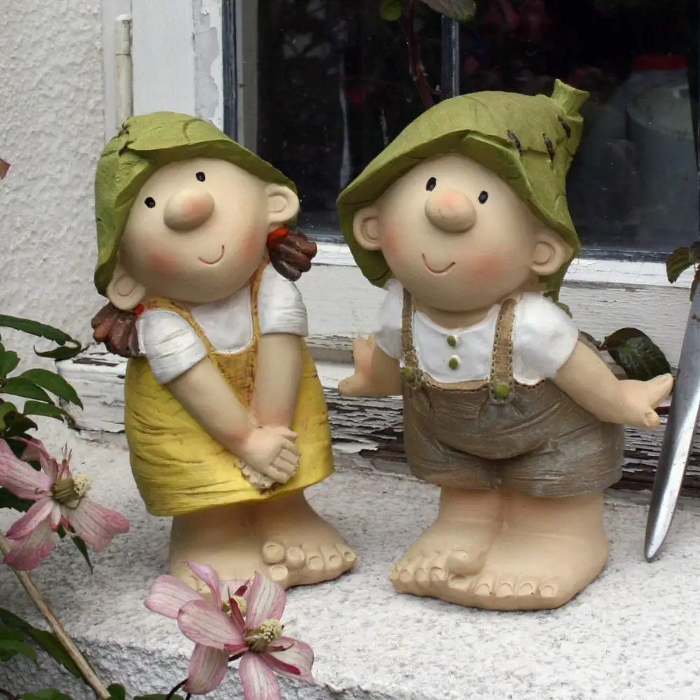 Lilly and Len Elves standing  Statue Resin Garden Ornament