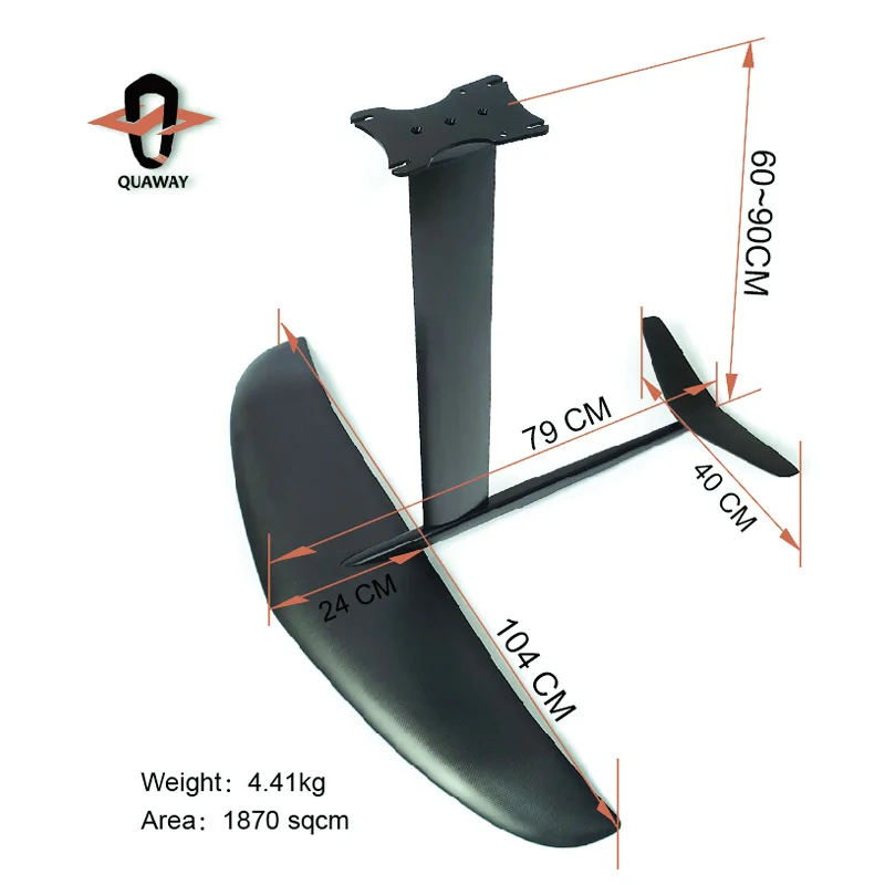 QS-24 High Aspect AL / Carbon Hydrofoil Wingfoil Foil Board Windsurf Kitesurf Big Foil Wing Large Wing Surf with Screws and Bag