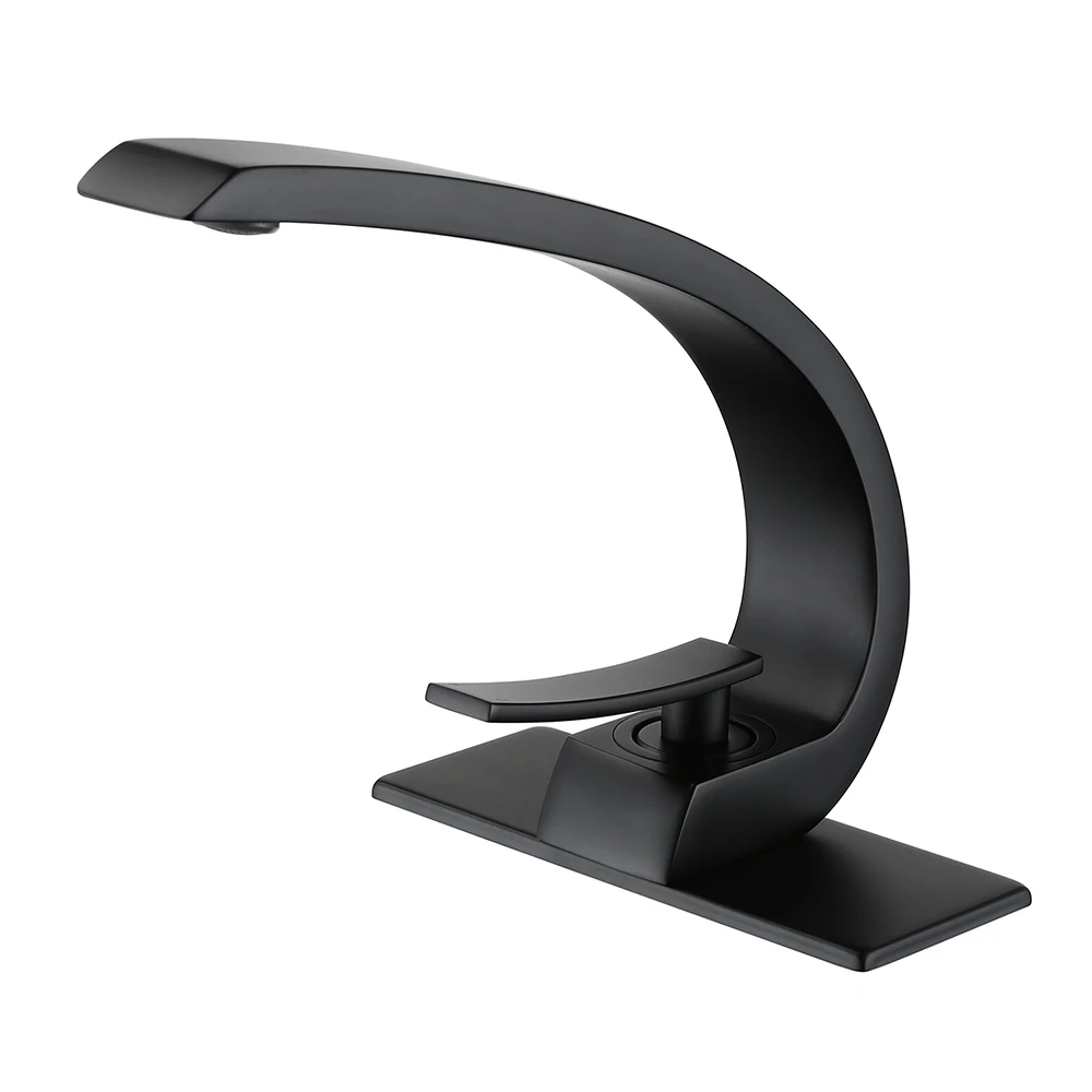 Foshan Factory Black Brass ORB Finished Basin Faucet Deck Mounted Wash Basin Sink Mixer Tap Bathroom Waterfall Basin Faucet