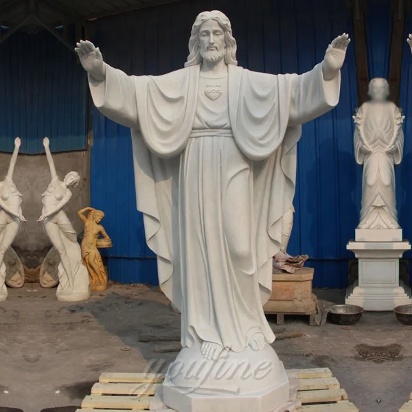 Outdoor White Natural Carved Marble jesus Statues