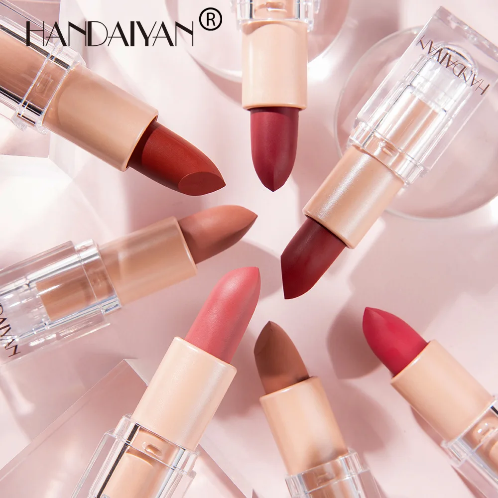 HANDAIYAN Ice Transparent Cube Matte Lipstick Waterproof Longlasting Nude Vegan Makeup Cosmetic