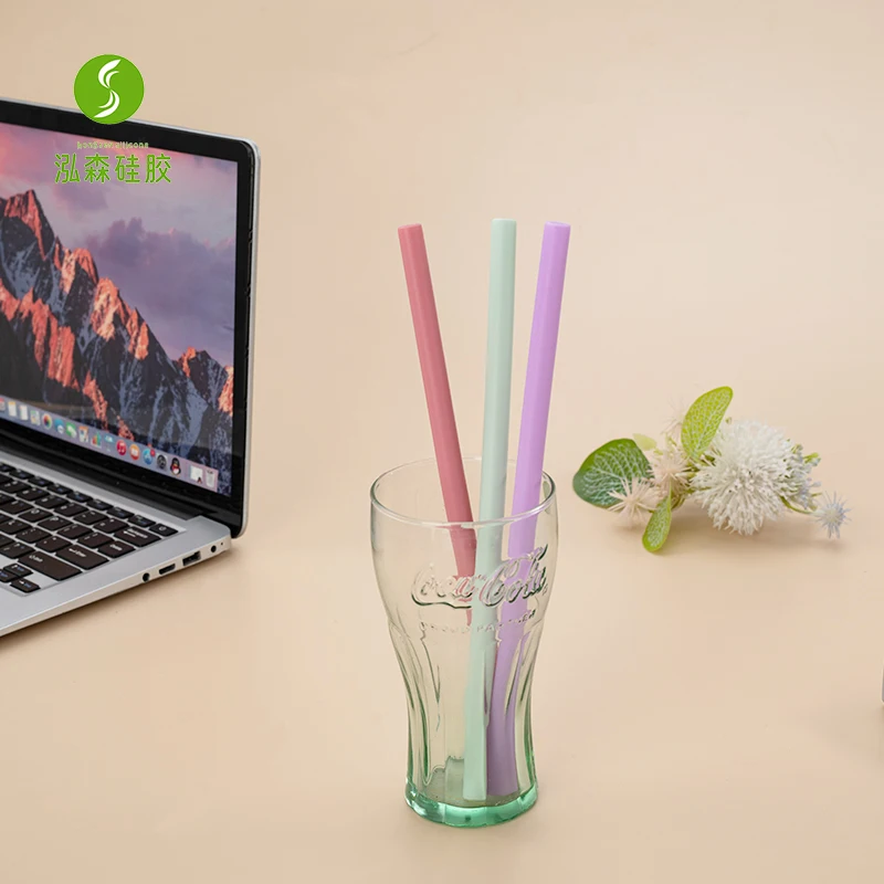Wholesale Double Sided Color Silicone Straws High-quality Heat-resistant Colorful Customization Silicone Straws Reusable