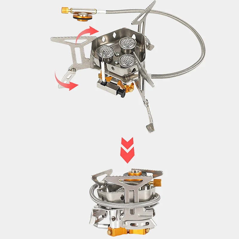 Kingpool Outdoor 3 Burner Gas Stove Hiking Picnic Equipment Portable Backpacking Stainless Steel Camping Gas Stoves