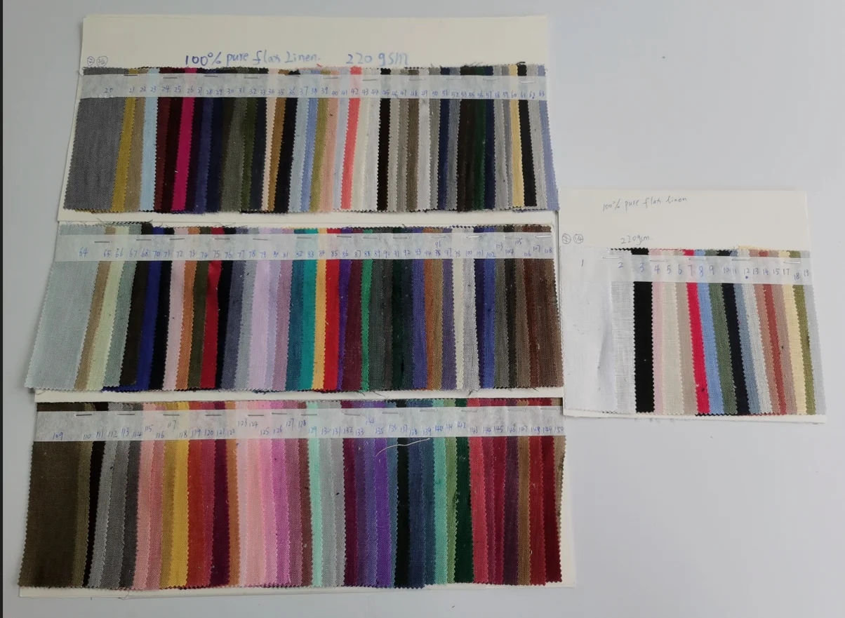 French pure linen stretch fabric with stone washing or printing for wholesale