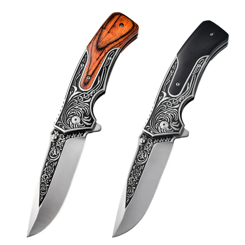 Embroider Craft High Hardness OEM Folding Knife Camping Outdoor Tool Self Defense Pocket Knife Multi functional Survival Knife